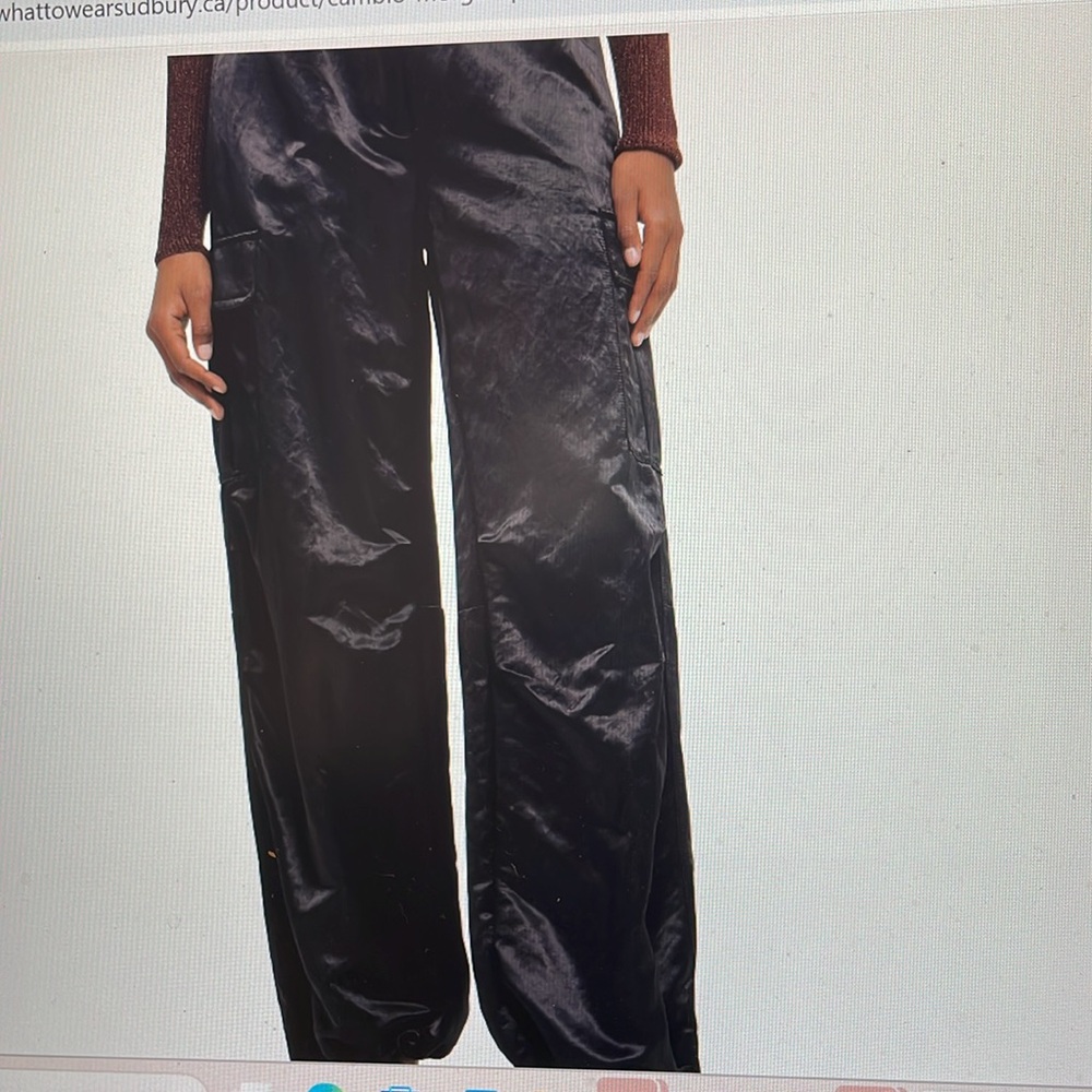 Cambio Black Satin Wide-Leg Pants with ankle ties